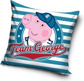 kussen Team George 40 x 40 cm katoen blauw/wit