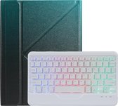 Bluetooth toetsenbord geschikt voor iPad 10.2 inch 2019 / 2020 / 2021 met RGB verlichting en Stylus Pen Houder - Blauw en Zwart