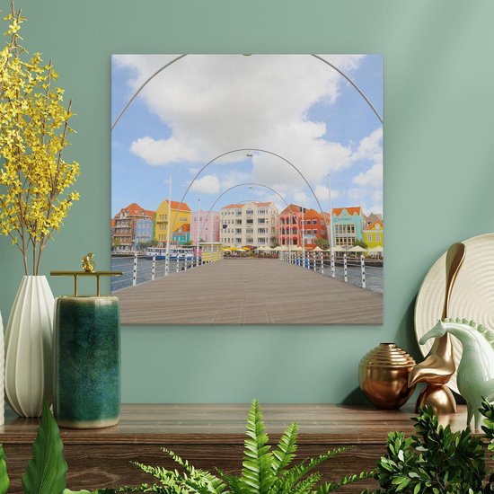 Artaza Peinture sur Toile Willemstad Maisons Colorées à Curaçao - 30x30 - Klein - Photo sur Toile - Impression sur Toile