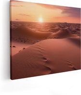 Artaza Canvas Schilderij Woestijn in de Sahara bij Zonsondergang - 50x40 - Foto Op Canvas - Canvas Print