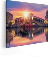 Artaza Canvas Schilderij Gondel bij de Rialtobrug in Venetië, Italië - 100x80 - Groot - Foto Op Canvas - Canvas Print