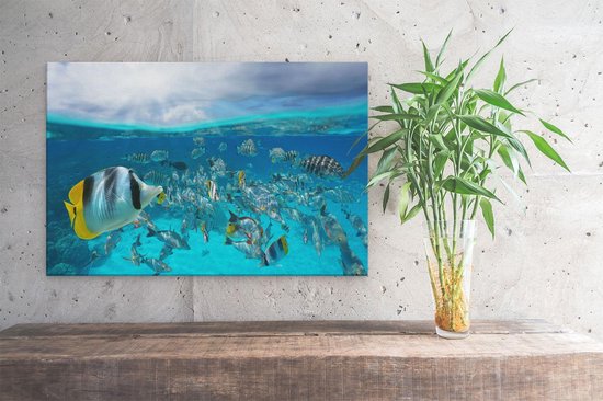 Artaza Peinture sur Toile Nuée de Pêche Jaunes dans l' Water - 30x20 - Klein - Tableau sur Toile - Impression sur Toile