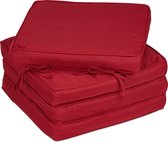 Relaxdays stoelkussens eetkamer - rood - zitkussen 40 x 40 - set van 4 - kussens met lint