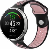Siliconen Smartwatch bandje - Geschikt voor  Polar Ignite sport band - zwart/roze - Strap-it Horlogeband / Polsband / Armband