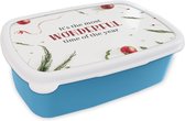 Broodtrommel Blauw - Lunchbox - Brooddoos - Winter - Kerst - Quote - 18x12x6 cm - Kinderen - Jongen