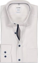 OLYMP Tendenz modern fit overhemd - wit structuur (contrast) - Strijkvriendelijk - Boordmaat: 41