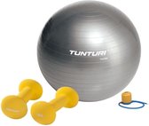 Tunturi - Fitness Set - Neopreen Dumbbellset 2 x 1,5 kg  - Gymball Zilver 75 cm