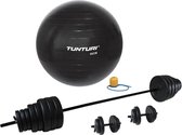 Tunturi - Fitness Set - Vinyl Barbell/Dumbbell Set 50Kg   - Gymball Zwart 65 cm