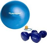 Tunturi - Fitness Set - Vinyl Dumbbell 2 x 4 kg  - Gymball Blauw 65 cm