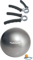 Tunturi - Fitness Set - Knijphalters 2 stuks - Gymball Zilver 65 cm