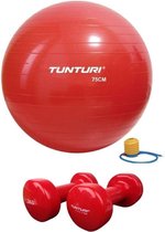 Tunturi - Fitness Set - Vinyl Dumbbell 2 x 3 kg  - Gymball Rood 75 cm