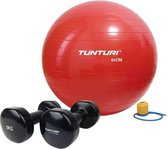 Tunturi - Fitness Set - Vinyl Dumbbell 2 x 5 kg  - Gymball Rood 65 cm