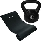 Tunturi - Fitness Set - Fitnessmat 160 x 60 x 0,7 cm - Kettlebell 8 kg
