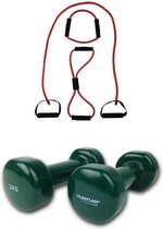 Tunturi - Fitness Set - Vinyl Dumbbell 2 x 2 kg - Tubing Set Rood