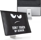 kwmobile Hoes voor 24-26" Monitor - PC cover met 2 vakjes aan de achterzijde - Monitor beschermhoes Don't Touch My Screen design in wit / zwart