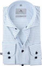 Suitable - Prestige Overhemd Print Lichtblauw - 43 - Heren - Slim-fit