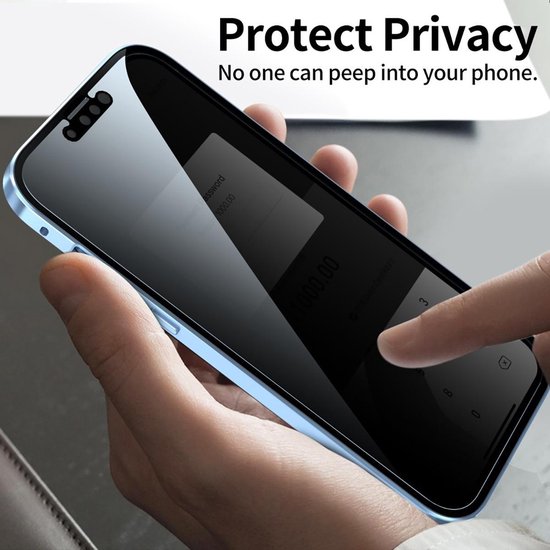 Cazy Magnetic Glass Privacy Hoesje geschikt voor iPhone 13 Pro - Zwart
