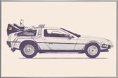 JUNIQE - Poster met kunststof lijst DeLorean-tijdmachine - Back to the