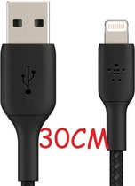 Lightning usb kabel en Data Kabel 30cm voor iPhone 13 / 13 Pro Max / 13 Mini / iPhone oplader kabel - iPhone lightning kabel - zwart- Ntech
