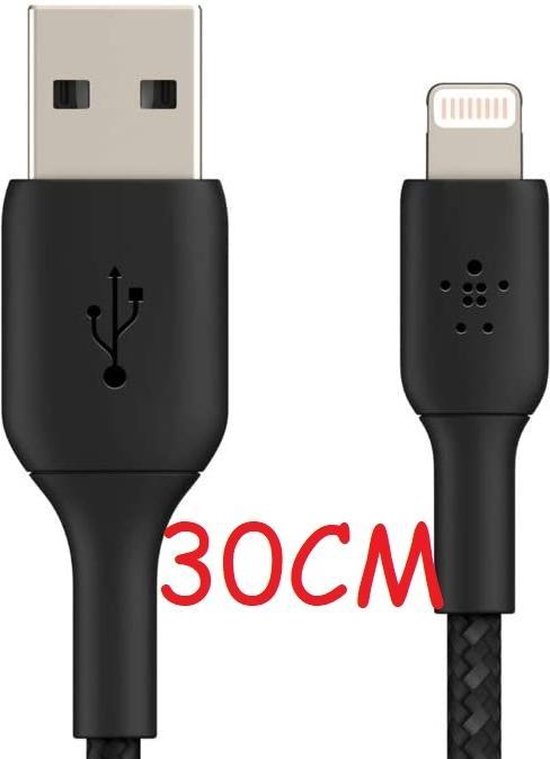 Câble USB Lightning et Câble Data 30cm pour iPhone 13 / 13 Pro Max / 13 Mini  / Câble... | bol.com