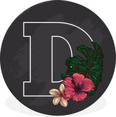 WallCircle - Wandcirkel - Muurcirkel - Een illustratie van de letter D met bloemen - Aluminium - Dibond - ⌀ 60 cm - Binnen en Buiten