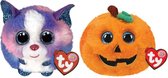Ty - Knuffel - Teeny Puffies - Cleo Husky & Halloween Pumpkin