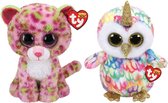Ty - Knuffel - Beanie Buddy - Lainey Leopard & Enchanted Owl