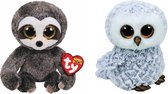 Ty - Knuffel - Beanie Boo's - Dangler Sloth & Owlette Owl