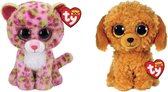 Ty - Knuffel - Beanie Boo's - Lainey Leopard & Golden Doodle Dog