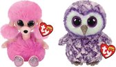 Ty - Knuffel - Beanie Boo's - Camilla Poodle & Moonlight Owl