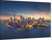 Panorama van de New York City skyline bij zonsopgang - Foto op Canvas - 60 x 40 cm