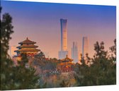 Klassieke Chinese tempel voor nieuwe skyline van Beijing - Foto op Canvas - 45 x 30 cm