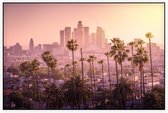 Palmbomen voor de prachtige skyline van Los Angeles - Foto op Akoestisch paneel - 150 x 100 cm