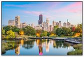 De sfeervolle Chicago skyline vanaf Lincoln Park - Foto op Akoestisch paneel - 120 x 80 cm