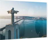 Cristo Rei waakt over de Portugese stad Lissabon - Foto op Plexiglas - 60 x 40 cm