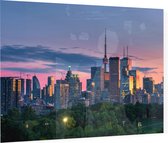 Skyline van Toronto stad en CN Tower bij zonsondergang - Foto op Plexiglas - 90 x 60 cm