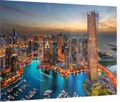 De jachthaven en indrukwekkende skyline van Dubai - Foto op Plexiglas - 60 x 40 cm