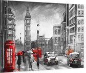 Karakteristieke tekening van het straatbeeld van Londen - Foto op Plexiglas - 60 x 40 cm