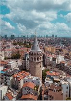 Luchtfoto van de Galatatoren en skyline van Istanbul - Foto op Forex - 30 x 40 cm