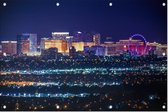 Indrukwekkende skyline van Las Vegas in Nevada bij nacht - Foto op Tuinposter - 120 x 80 cm