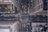 Luchtfoto van gele taxi's op 5th Avenue in New York City  - Foto op Tuinposter - 120 x 80 cm