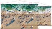 Luchtfoto van het strand in Santa Monica in Los Angeles - Foto op Textielposter - 90 x 60 cm