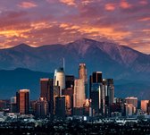 Panorama van Los Angeles met zonsondergang - Fotobehang (in banen) - 250 x 260 cm