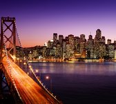 San Francisco skyline en Bay Bridge bij zonsondergang - Fotobehang (in banen) - 250 x 260 cm