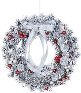 Holtaz® - Kerstkrans -  Kerstdecoratie – Adventsdecoratie -  Kerstdecoratie -  Luxe Kerstkrans – Handgemaaktekrans – Kerstversiering -  Decoratie voor de kersttafel - Wit 45cm