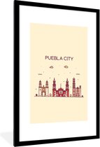 Fotolijst incl. Poster - Mexico - Skyline - Puebla - 60x90 cm - Posterlijst