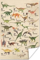 Poster Alfabet - Dino's - Dieren - Kinderkamer - Jongens - Meisjes - Kinderen - Decoratie kinderkamer jongen - 20x30 cm - Sinterklaas Decoratie - Sinterklaas cadeau - Schoencadeautjes - Poster Kinderkamer - Poster Kinderkamer