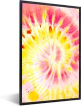 Fotolijst incl. Poster - Tie dye - Roze - Rood - 80x120 cm - Posterlijst