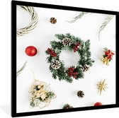 Fotolijst incl. Poster - Winter - Kerst - Krans - 40x40 cm - Posterlijst - Kerstmis Decoratie - Kerstversiering - Kerstdecoratie Woonkamer - Kerstversiering - Kerstdecoratie voor binnen - Kerstmis