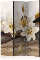 Vouwscherm - Witte bloem 135x172cm , gemonteerd geleverd (kamerscherm) dubbelzijdig geprint